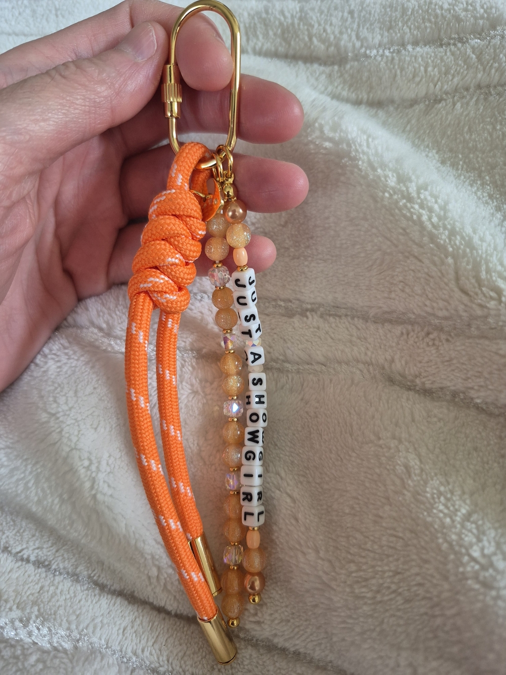 Taylor Swift Orange Beaded Keychain Charm - Just A Showgirl